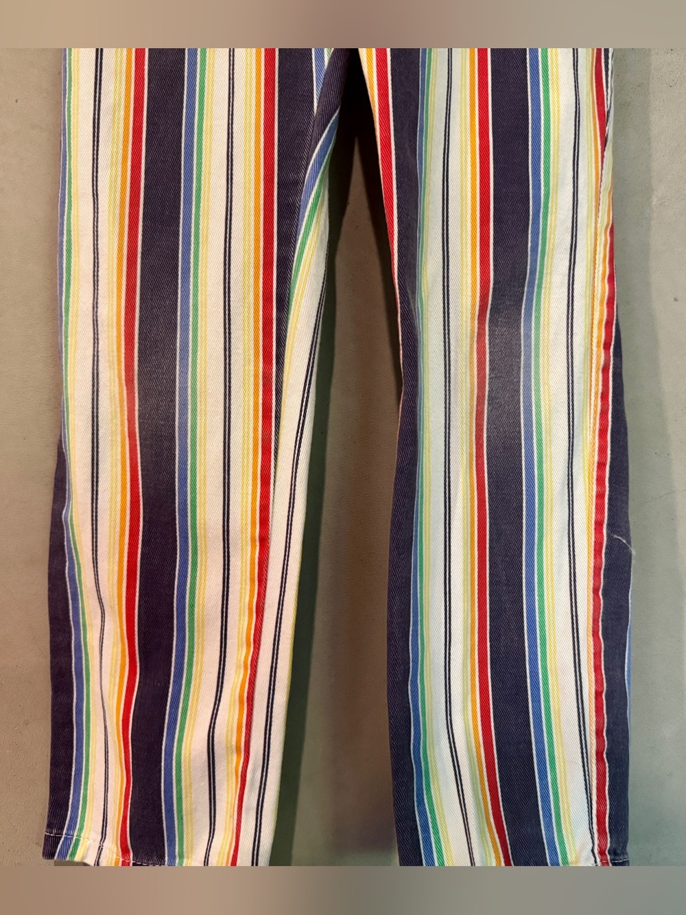 Little Bird Jools Oliver rainbow stripe denim pants patchwork pockets size 4-5 - Picture 3 of 5